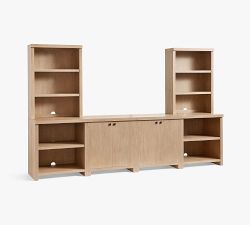 Modern Farmhouse 136" Entertainment Center with Cabinets