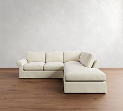 PB Comfort Modern Roll Arm Slipcovered 3-Piece Bumper Sectional (106")
