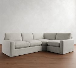 PB Comfort Modern Square Arm Slipcovered 3-Piece Wedge Sectional (115")
