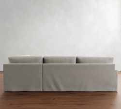 PB Comfort Modern Square Arm Slipcovered Return Bumper Sectional (121")