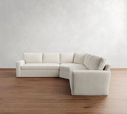 Pearce Square Arm Slipcovered 3-Piece L-Shaped Wedge Sectional (118&quot;&ndash;126.5&quot;)