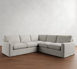 PB Comfort Modern Square Arm Slipcovered 3-Piece L-Shaped Sectional (106")