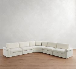 Westwood Roll Arm Slipcovered 5-Piece Curved Wedge Sectional (153")