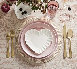 Heirloom Scalloped Heart Stoneware Appetizer Plates - Set of 4
