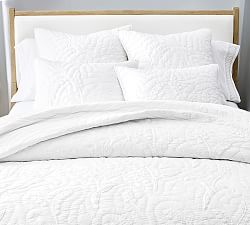 Monique Lhuillier Lily of the Valley Embroidered Cotton Coverlet