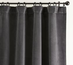 Custom Velvet Twill Blackout Curtain - Washed Black