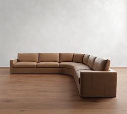 Westwood Square Arm Leather 5-Piece Curved Wedge Sectional (148")