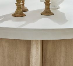 Cayman Concrete &amp; Eucalyptus Round Outdoor Dining Table (48&quot;)