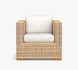 Huntington Wicker Square Arm Outdoor Lounge Chair