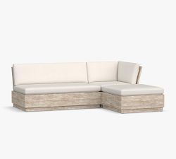 Indio Eucalyptus Modern Platform 3-Piece Loveseat Outdoor Sectional (90")