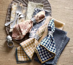 Two-Tone Gingham Organic Cotton Napkins - Set of 4