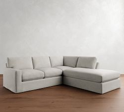 PB Comfort Modern Square Arm Slipcovered 3-Piece Bumper Sectional (106")