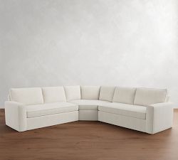 Pearce Square Arm Slipcovered 3-Piece L-Shaped Wedge Sectional (118&quot;&ndash;126.5&quot;)