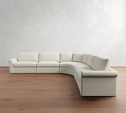 Westwood Roll Arm Slipcovered 5-Piece Curved Wedge Sectional (153")