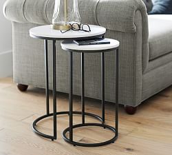 Delaney Round Marble Nesting End Tables