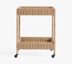 Huntington Wicker Outdoor Rolling Bar Cart (26")