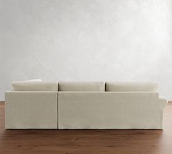 PB Comfort Modern Roll Arm Slipcovered Return Bumper Sectional (124")