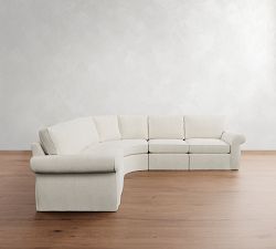 Pearce Roll Arm Slipcovered 5-Piece Curved Wedge Sectional (130&quot;)