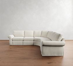 Pearce Roll Arm Slipcovered 5-Piece Curved Wedge Sectional (130&quot;)