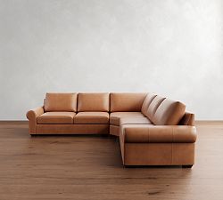 Big Sur Roll Arm Leather 3-Piece L-Shaped Wedge Sectional (123&quot;)