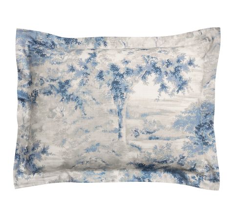 Jardin Toile Sham, Blue, Standard