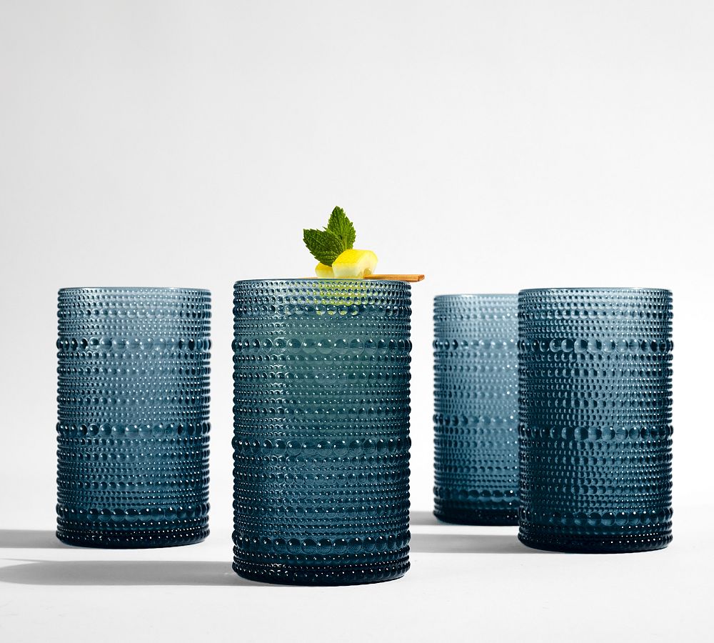Jupiter Beaded Outdoor Tumblers - Set of 4 - Set of 4 - Blue