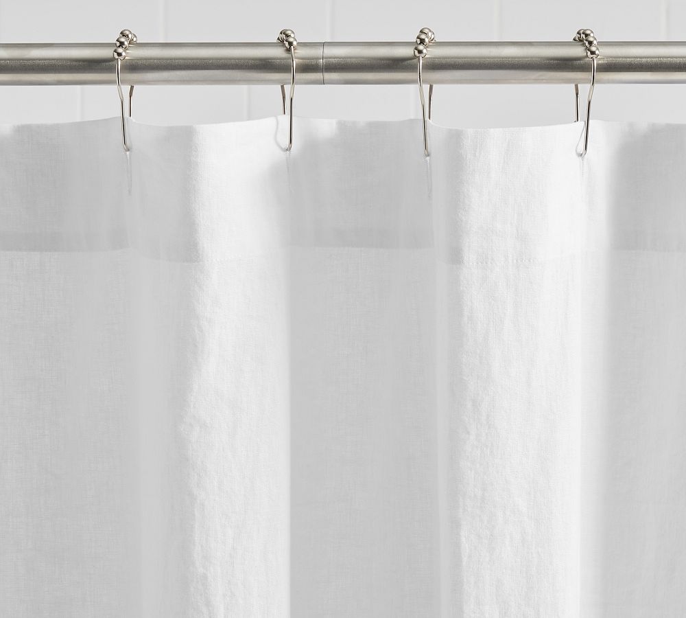 European Linen Cotton Shower Curtain - White, 72"