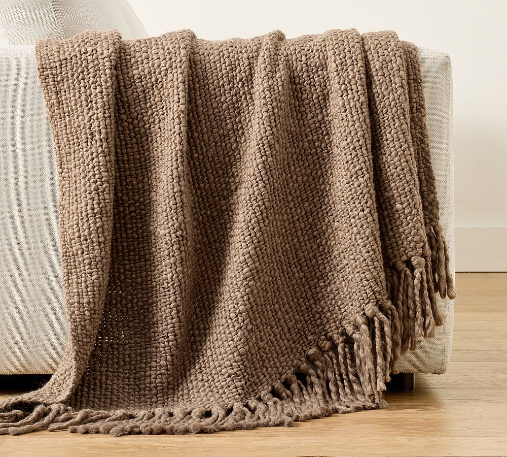 Textured Basketweave Knit Throw - Mocha, 50" x 60"