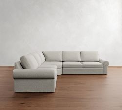 Big Sur Roll Arm Slipcovered 3-Piece L-Shaped Wedge Sectional (124")