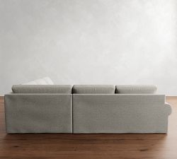 Big Sur Roll Arm Slipcovered 3-Piece L-Shaped Wedge Sectional (124")