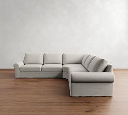 Big Sur Roll Arm Slipcovered 3-Piece L-Shaped Wedge Sectional (124")