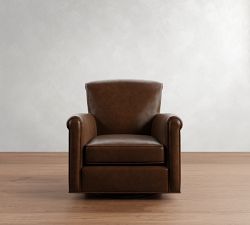 Irving Roll Arm Leather Swivel Glider