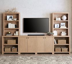 Modern Farmhouse 136" Entertainment Center with Cabinets