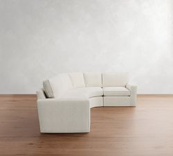 Pearce Square Arm Slipcovered 3-Piece Curved Wedge Sectional (127")