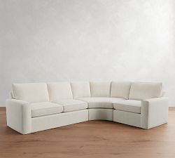 Pearce Square Arm Slipcovered 3-Piece Curved Wedge Sectional (127")