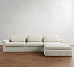 Westwood Roll Arm Deep Seat Slipcovered Modular Chaise Sectional (148")
