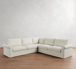 Westwood Roll Arm Slipcovered 3-Piece L-Shaped Sectional (124")