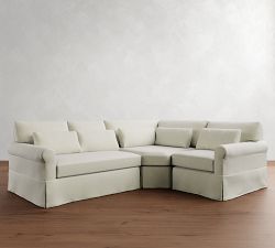 York Roll Arm Deep Seat Slipcovered 3-Piece Wedge Sectional (109")