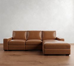 Big Sur Square Arm Leather Power Reclining Chaise Sectional (114&quot;-126&quot;)