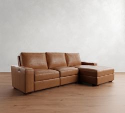 Big Sur Square Arm Leather Power Reclining Chaise Sectional (114&quot;-126&quot;)