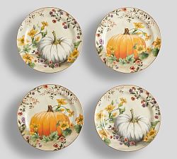Botanical Harvest Pumpkin Stoneware Dinner Plates - Set of 4