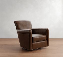 Irving Roll Arm Leather Swivel Glider