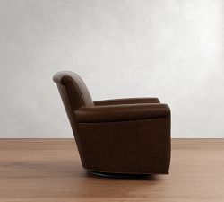 Irving Roll Arm Leather Swivel Glider