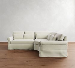 York Roll Arm Deep Seat Slipcovered 3-Piece Wedge Sectional (109")