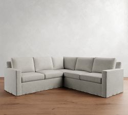 Cameron Modern Square Arm Slipcovered 3-Piece L-Shaped Sectional (99")