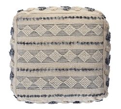 Diamond Wool Tufted Square Pouf