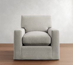 PB Comfort Modern Square Arm Slipcovered Swivel Chair