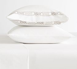 Rope Embroidered Organic Percale Pillowcases - Set of 2
