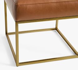 Millie Leather Square Accent Stool