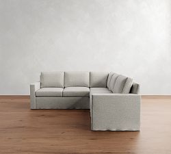 Cameron Modern Square Arm Slipcovered 3-Piece L-Shaped Sectional (99")